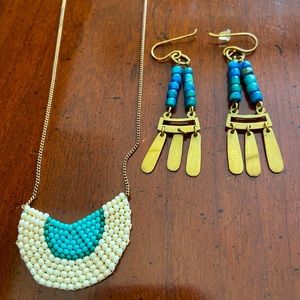 Noonday beaded necklace and drop earrings